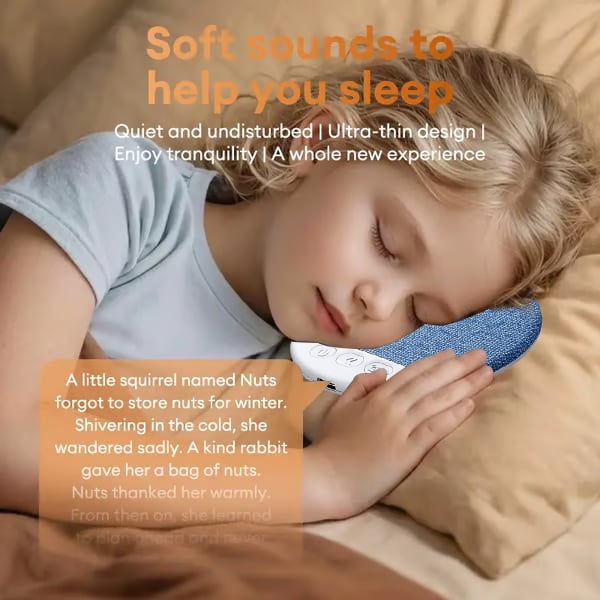 🏆🎁S1 Ultra-Thin Bluetooth Pillow Speaker – Bluetooth 6.0 Bone Conduction, Sleep-Friendly & Side Sleeper Comfort