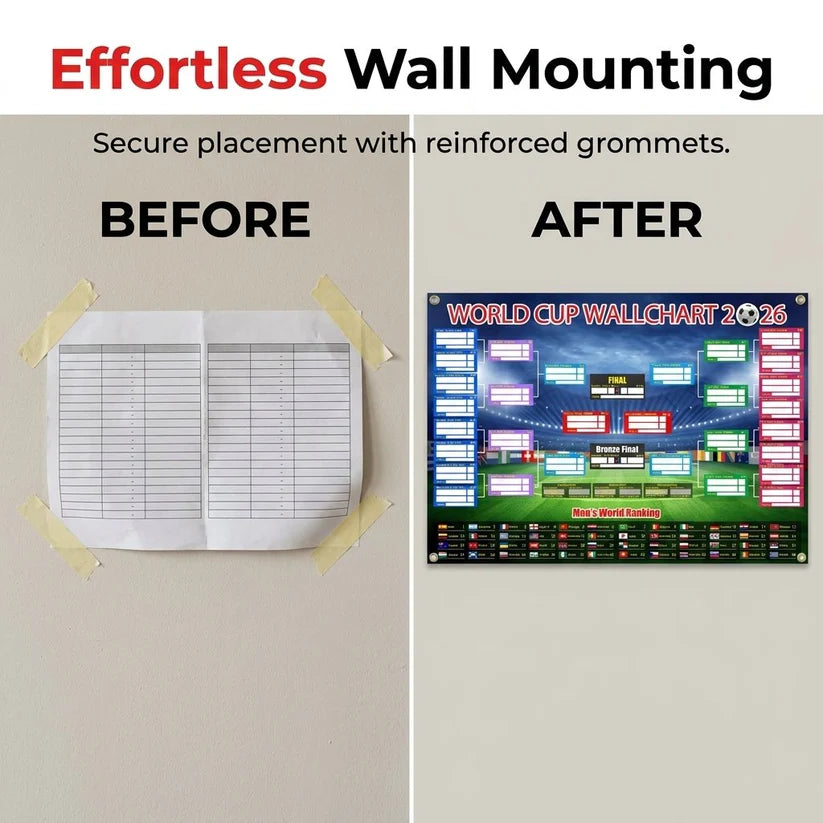 🗓️⚽ World Cup Wall Chart 2026 Poster Set – Don't Miss a Match! - Marker Pen & Mounting Strips Included 🔥🔥