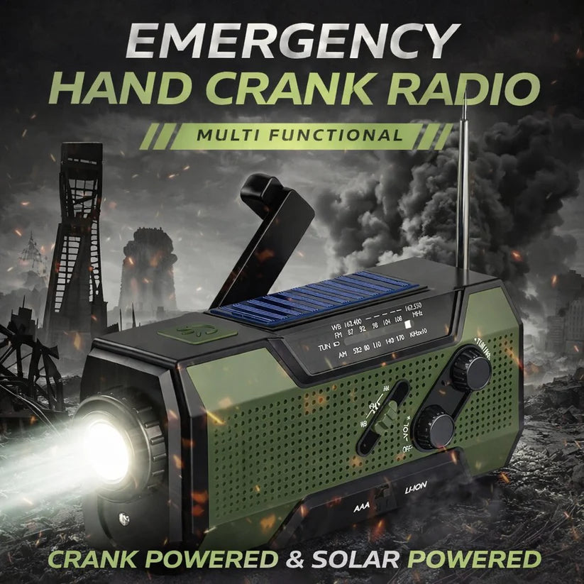 Self-Powered Weather Alert & 2000mAh Power Bank Radio 🔥