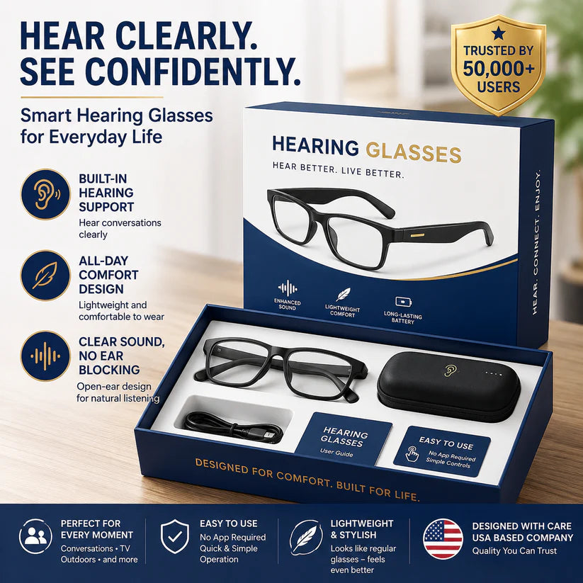 🔥Limited-Time Holiday Special Offer🔥TIWORLD™ Clear Hearing, AI Smart Hearing Aid Glasses【Intelligent Zoom 100°-500° (Auto Recognition)】