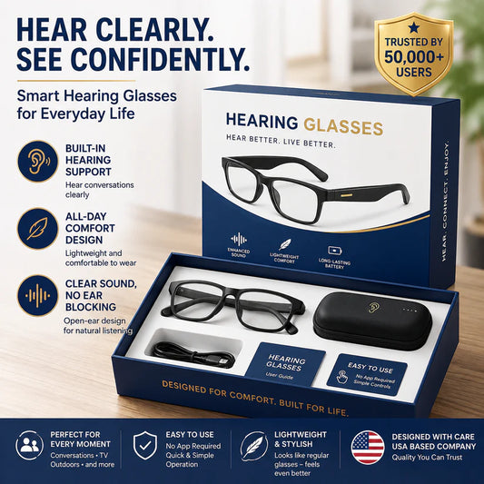 🔥Limited-Time Holiday Special Offer🔥TIWORLD™ Clear Hearing, AI Smart Hearing Aid Glasses【Intelligent Zoom 100°-500° (Auto Recognition)】