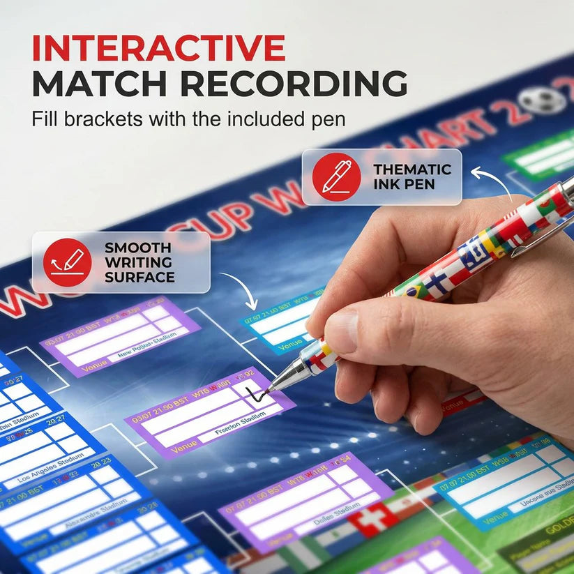 🗓️⚽ World Cup Wall Chart 2026 Poster Set – Don't Miss a Match! - Marker Pen & Mounting Strips Included 🔥🔥