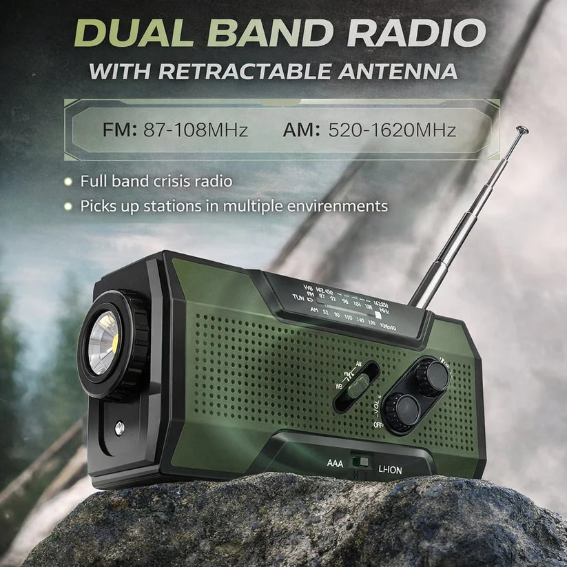 Self-Powered Weather Alert & 2000mAh Power Bank Radio 🔥
