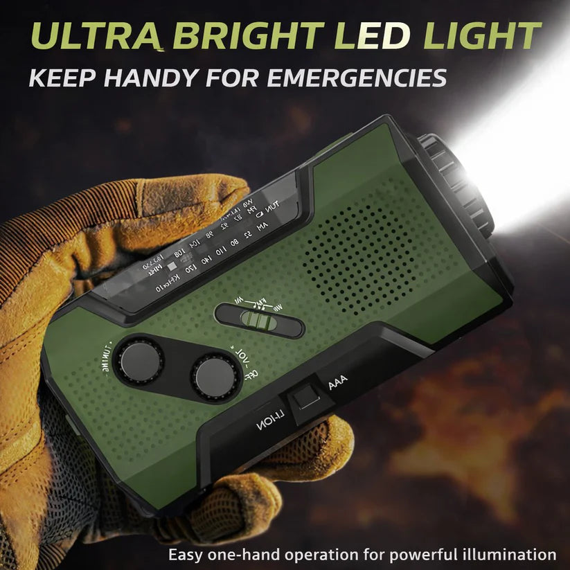 Self-Powered Weather Alert & 2000mAh Power Bank Radio 🔥