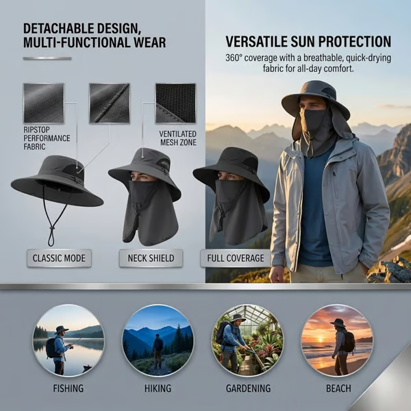 💥 2026 Father's Day 50% OFF ✨ 3-in-1 Summer Sun Hat with UPF 50+ UV Protection Outdoor