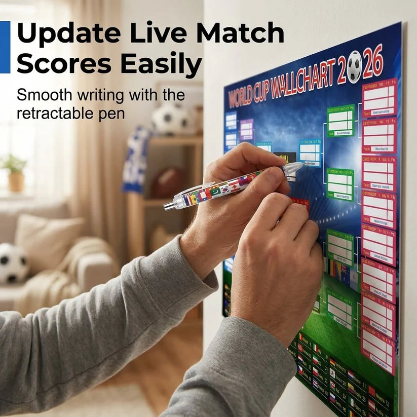 🗓️⚽ World Cup Wall Chart 2026 Poster Set – Don't Miss a Match! - Marker Pen & Mounting Strips Included 🔥🔥