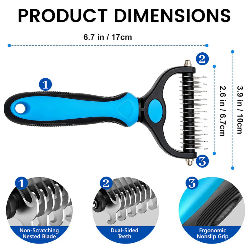 Ceoerty® Painless Pet Grooming Brush – Double-Sided De-Shedding & Detangling Comb