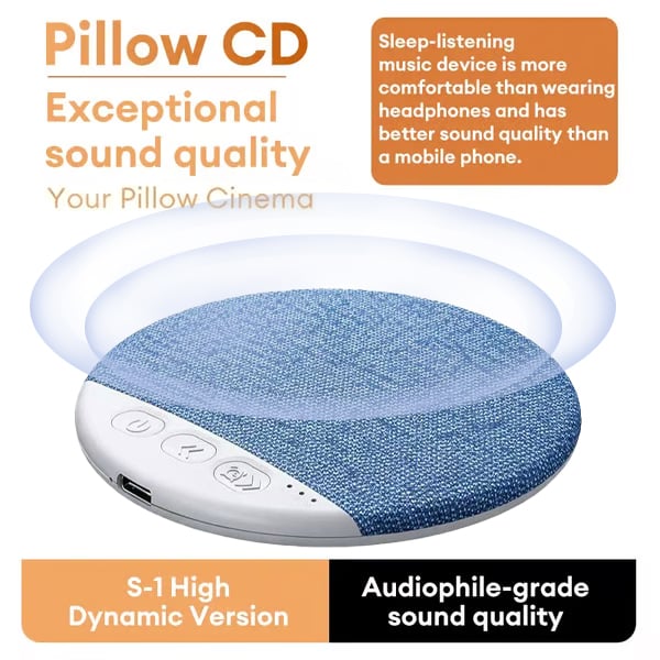 🏆🎁S1 Ultra-Thin Bluetooth Pillow Speaker – Bluetooth 6.0 Bone Conduction, Sleep-Friendly & Side Sleeper Comfort
