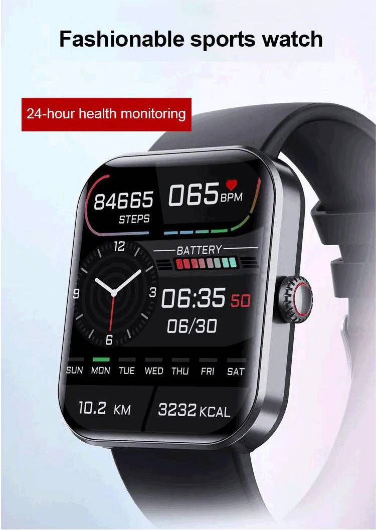 【All day monitoring of heart rate and blood pressure】 Bluetooth fashion watch（Support 24 languages）